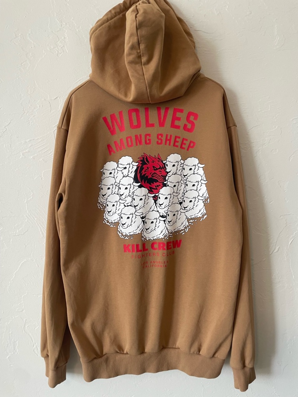 Kill Crew Wolves Among Sheep Graphic Hoodie Unisex Sand Tan Screenprint Large L